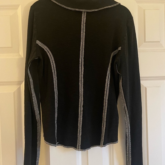 Pilcro Charcoal Top with White Stitching - Picture 2 of 3